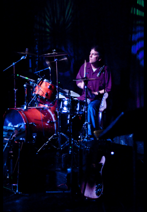 Crawdaddy on drums with Down The Road Apiece.